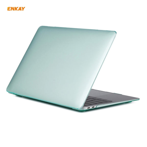 ENKAY 3 in 1 Crystal Laptop Protective Case + US Version TPU Keyboard Film + Anti-dust Plugs Set for MacBook Air 13.3 inch A1932 (2018)(Green)