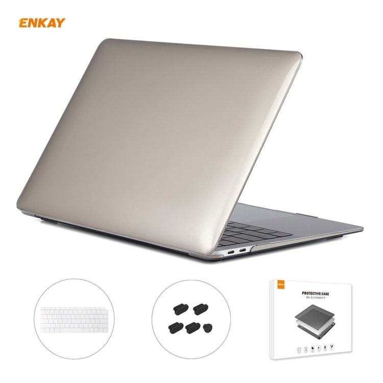 ENKAY 3 in 1 Crystal Laptop Protective Case + US Version TPU Keyboard Film + Anti-dust Plugs Set for MacBook Air 13.3 inch A1932 (2018)(Grey) - free shipping - PMC Jewellery - Order now!