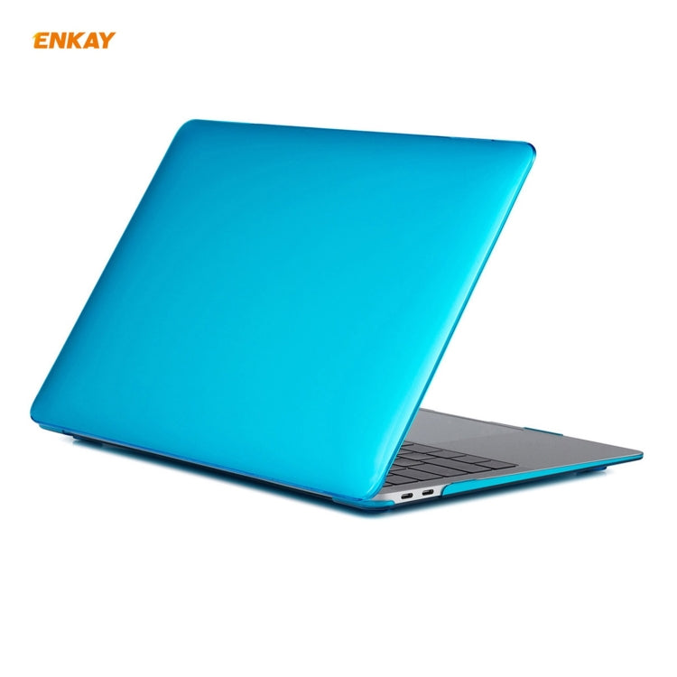 ENKAY 3 in 1 Crystal Laptop Protective Case + US Version TPU Keyboard Film + Anti-dust Plugs Set for MacBook Air 13.3 inch A1932 (2018)(Light Blue)
