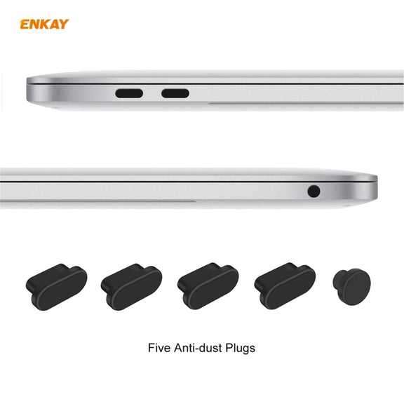 ENKAY 3 in 1 Crystal Laptop Protective Case + US Version TPU Keyboard Film + Anti-dust Plugs Set for MacBook Air 13.3 inch A1932 (2018)(Light Blue)