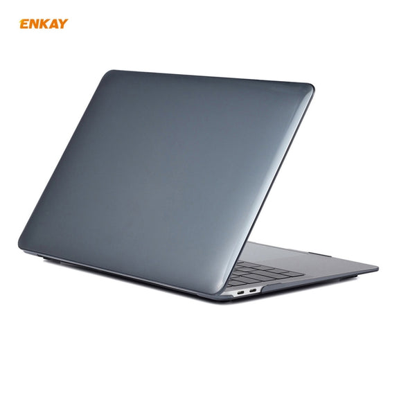 For MacBook Air 13.3 inch A1932 2018 ENKAY 3 in 1 Crystal Laptop Protective Case and EU Version TPU Keyboard Film and Anti-dust Plugs Set(Black)
