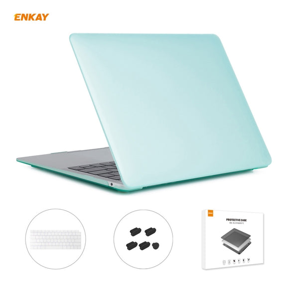 ENKAY 3 in 1 Matte Laptop Protective Case + US Version TPU Keyboard Film + Anti-dust Plugs Set for MacBook Air 13.3 inch A1932 (2018)(Green)