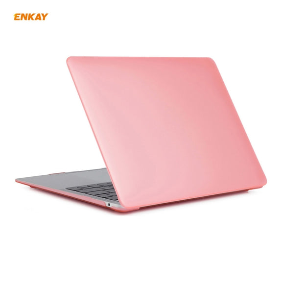 ENKAY 3 in 1 Matte Laptop Protective Case + US Version TPU Keyboard Film + Anti-dust Plugs Set for MacBook Air 13.3 inch A1932 (2018)(Pink)