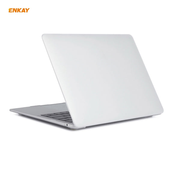 ENKAY 3 in 1 Matte Laptop Protective Case + US Version TPU Keyboard Film + Anti-dust Plugs Set for MacBook Air 13.3 inch A1932 (2018)(White)