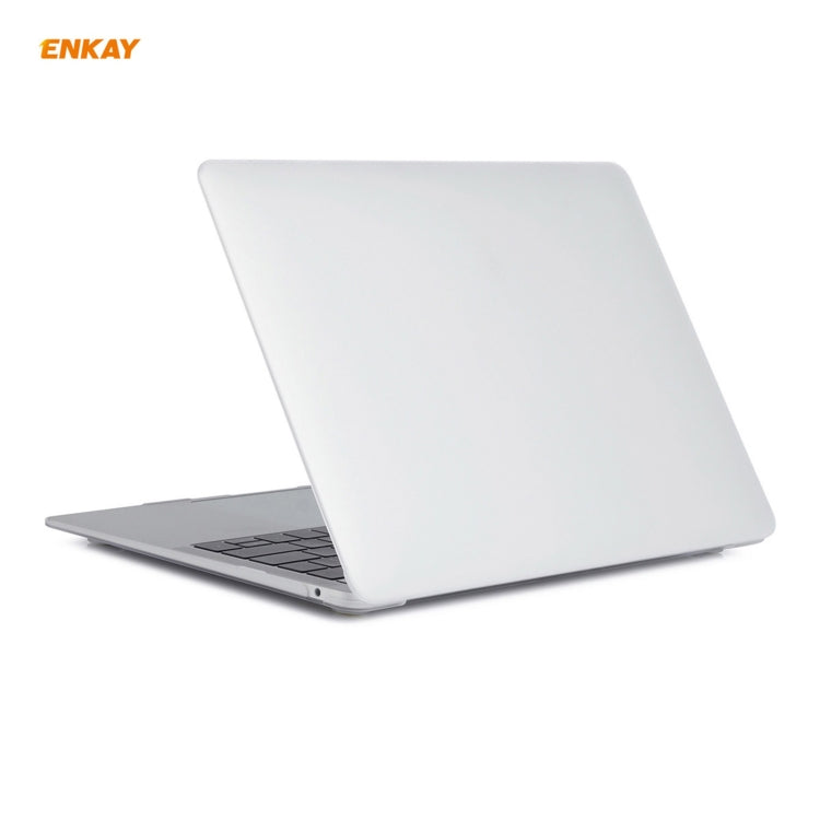 ENKAY 3 in 1 Matte Laptop Protective Case + US Version TPU Keyboard Film + Anti-dust Plugs Set for MacBook Air 13.3 inch A1932 (2018)(White)