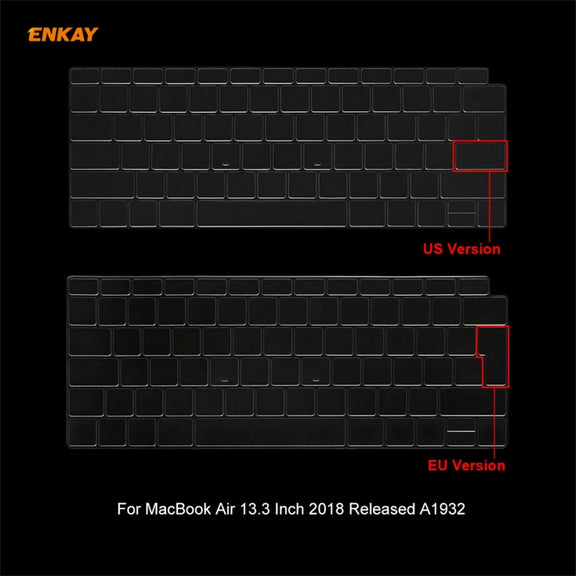 ENKAY 3 in 1 Matte Laptop Protective Case + US Version TPU Keyboard Film + Anti-dust Plugs Set for MacBook Air 13.3 inch A1932 (2018)(White)
