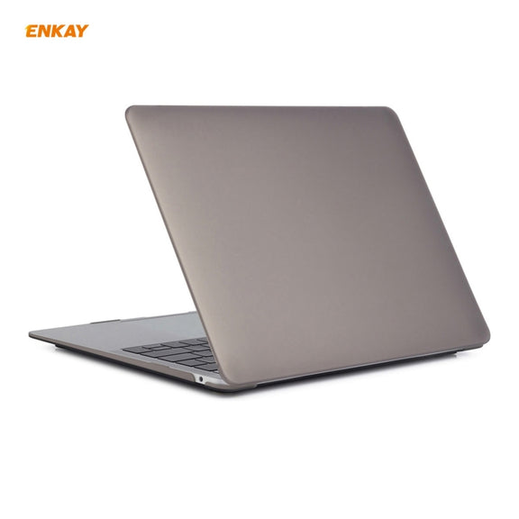 ENKAY 3 in 1 Matte Laptop Protective Case + US Version TPU Keyboard Film + Anti-dust Plugs Set for MacBook Air 13.3 inch A2179 & A2337 (2020)(Grey)