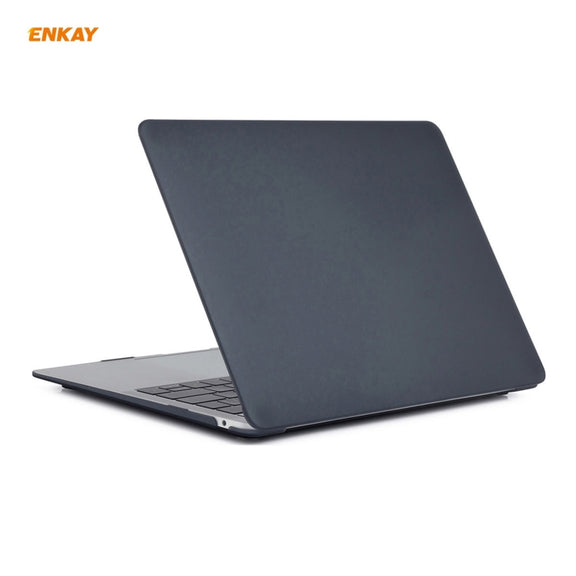 ENKAY 3 in 1 Matte Laptop Protective Case + EU Version TPU Keyboard Film + Anti-dust Plugs Set for MacBook Air 13.3 inch A2179 & A2337 (2020)(Black)