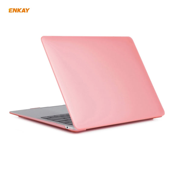 ENKAY 3 in 1 Matte Laptop Protective Case + EU Version TPU Keyboard Film + Anti-dust Plugs Set for MacBook Air 13.3 inch A2179 & A2337 (2020)(Pink)