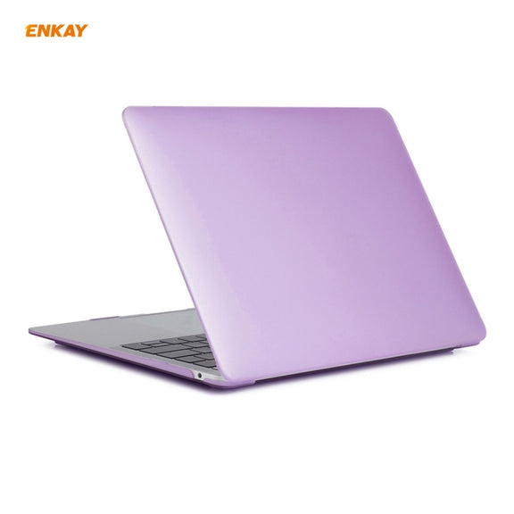 ENKAY 3 in 1 Matte Laptop Protective Case + EU Version TPU Keyboard Film + Anti-dust Plugs Set for MacBook Air 13.3 inch A2179 & A2337 (2020)(Purple)