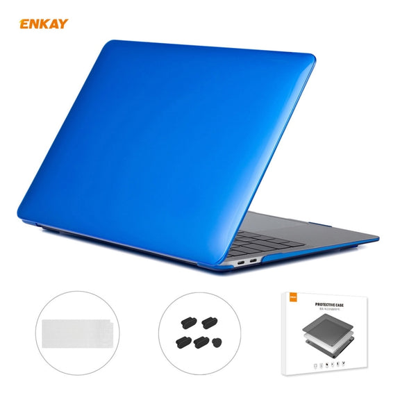 For MacBook Air 13.3 inch A2179 & A2337 2020 ENKAY 3 in 1 Crystal Laptop Protective Case + EU Version TPU Keyboard Film + Anti-dust Plugs Set(Dark Blue)