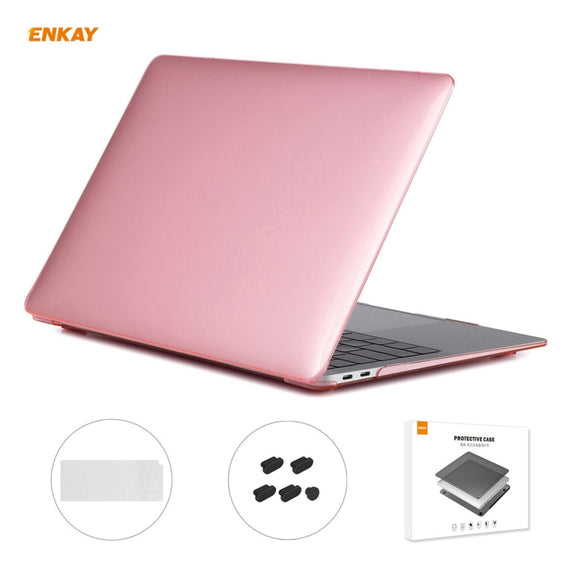 For MacBook Air 13.3 inch A2179 & A2337 2020 ENKAY 3 in 1 Crystal Laptop Protective Case + EU Version TPU Keyboard Film + Anti-dust Plugs Set(Pink)