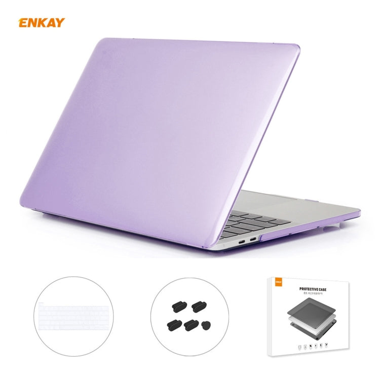 ENKAY 3 in 1 Crystal Laptop Protective Case + US Version TPU Keyboard Film + Anti-dust Plugs Set for MacBook Pro 13.3 inch A2251 & A2289 & A2338 (with Touch Bar)(Purple) - free shipping - PMC Jewellery - Order now!