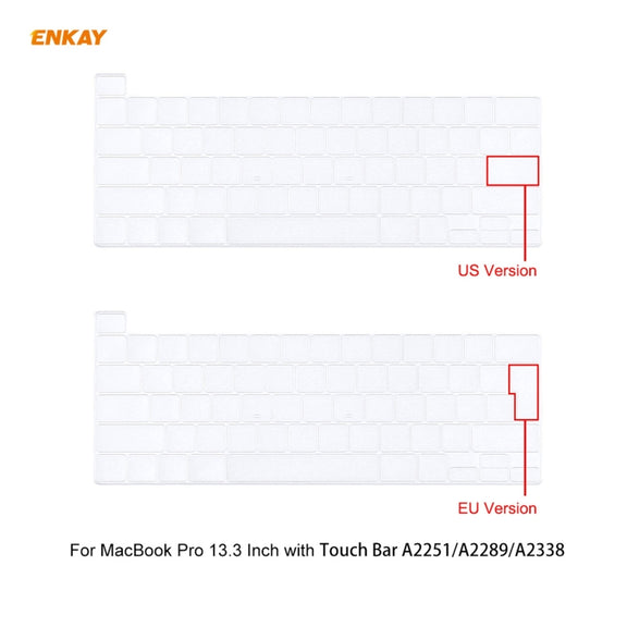 ENKAY 3 in 1 Matte Laptop Protective Case + US Version TPU Keyboard Film + Anti-dust Plugs Set for MacBook Pro 13.3 inch A2251 & A2289 & A2338 (with Touch Bar)(Grey)