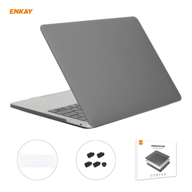 ENKAY 3 in 1 Matte Laptop Protective Case + EU Version TPU Keyboard Film + Anti-dust Plugs Set for MacBook Pro 13.3 inch A2251 & A2289 & A2338 (with Touch Bar)(Grey) - free shipping - PMC Jewellery - Order now!