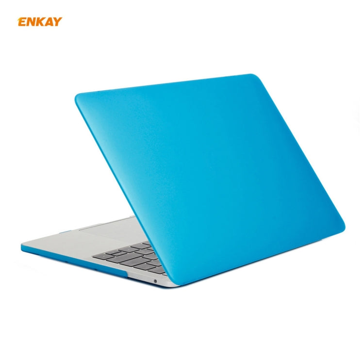 ENKAY 3 in 1 Matte Laptop Protective Case + EU Version TPU Keyboard Film + Anti-dust Plugs Set for MacBook Pro 13.3 inch A2251 & A2289 & A2338 (with Touch Bar)(Light Blue)