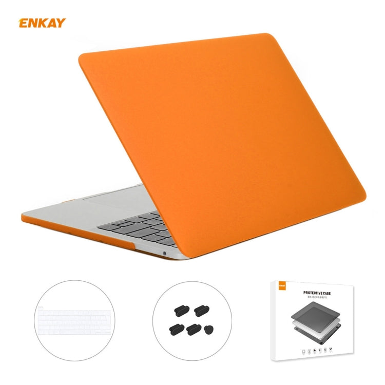 ENKAY 3 in 1 Matte Laptop Protective Case + EU Version TPU Keyboard Film + Anti-dust Plugs Set for MacBook Pro 13.3 inch A2251 & A2289 & A2338 (with Touch Bar)(Orange) - free shipping - PMC Jewellery - Order now!