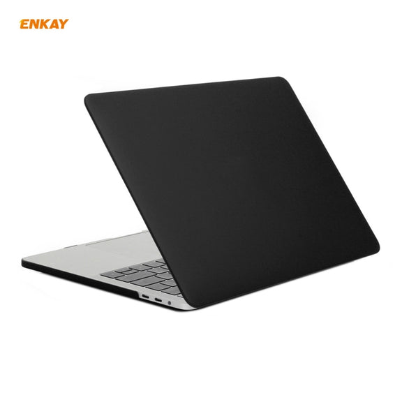 ENKAY 3 in 1 Matte Laptop Protective Case + US Version TPU Keyboard Film + Anti-dust Plugs Set for MacBook Pro 16 inch A2141 (with Touch Bar)(Black)