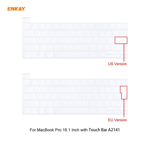 ENKAY 3 in 1 Matte Laptop Protective Case + US Version TPU Keyboard Film + Anti-dust Plugs Set for MacBook Pro 16 inch A2141 (with Touch Bar)(White)