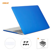 ENKAY 3 in 1 Matte Laptop Protective Case + EU Version TPU Keyboard Film + Anti-dust Plugs Set for MacBook Pro 16 inch A2141 (with Touch Bar)(Dark Blue)