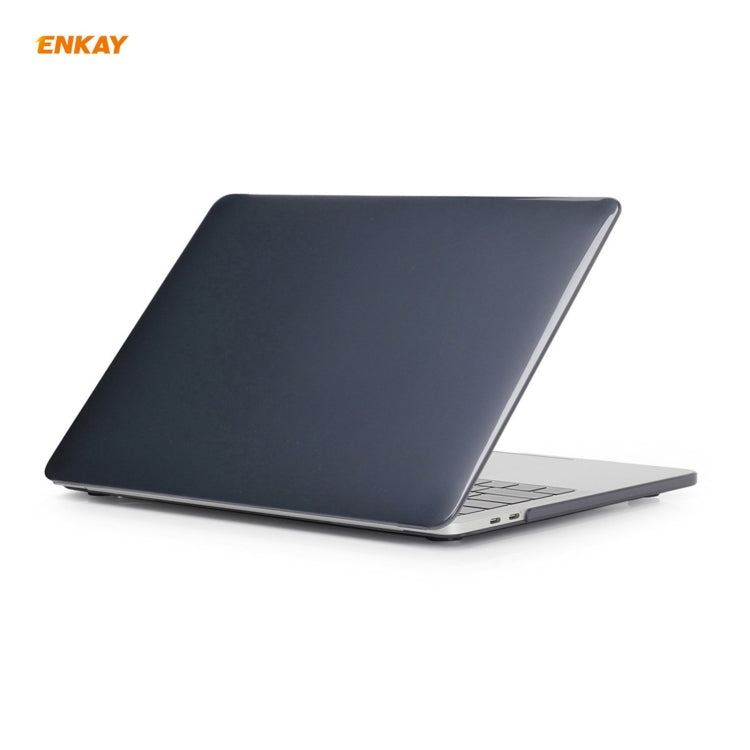 ENKAY 3 in 1 Crystal Laptop Protective Case + EU Version TPU Keyboard Film + Anti-dust Plugs Set for MacBook Pro 16 inch A2141 (with Touch Bar)(Black)