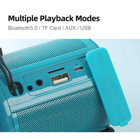T&G TG519 TWS HiFi Portable Bluetooth Speaker Subwoofer Outdoor Wireless Column Speakers Support TF Card / FM / 3.5mm AUX / U Disk / Hands-free Call(Peacock Blue)