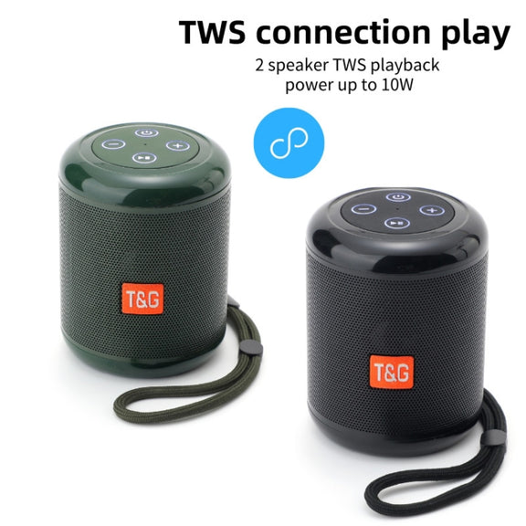 T&G TG519 TWS HiFi Portable Bluetooth Speaker Subwoofer Outdoor Wireless Column Speakers Support TF Card / FM / 3.5mm AUX / U Disk / Hands-free Call(Dark Green)