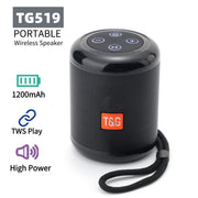 T&G TG519 TWS HiFi Portable Bluetooth Speaker Subwoofer Outdoor Wireless Column Speakers Support TF Card / FM / 3.5mm AUX / U Disk / Hands-free Call(Red)