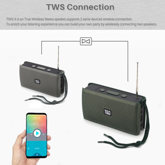 T&G TG282 Portable Bluetooth Speakers with Flashlight, Support TF Card / FM / 3.5mm AUX / U Disk / Hands-free Call(Blue)