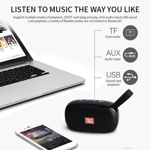 T&G TG173 TWS Subwoofer Bluetooth Speaker With Braided Cord, Support USB / AUX / TF Card / FM(Red)