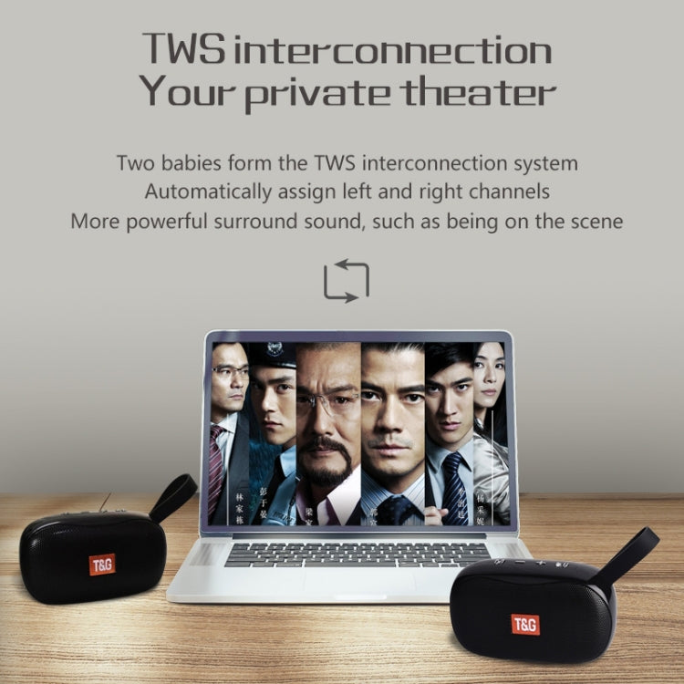 T&G TG173 TWS Subwoofer Bluetooth Speaker With Braided Cord, Support USB / AUX / TF Card / FM(Red)