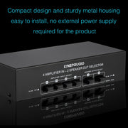 B042 4-in 2-out Power Amplifier Sound Switcher Loudspeaker Switch Distributor, 300W Per Channel Lossless Sound Quality