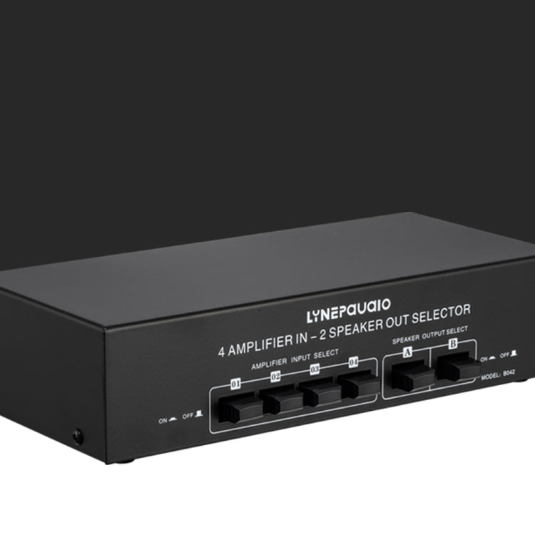 B042 4-in 2-out Power Amplifier Sound Switcher Loudspeaker Switch Distributor, 300W Per Channel Lossless Sound Quality