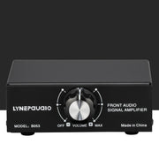 B053 Front Stereo Sound Amplifier Headphone Speaker Amplifier Booster with Volume Adjustment, 2-Way Mixer, USB 5V Power Supply, US Plug