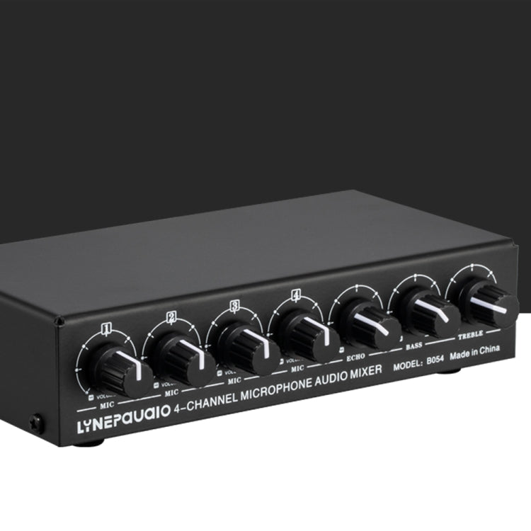 B054 4-Channel Microphone Mixer Support Stereo Output With Reverb Treble And Bass Adjustment, USB 5V Power Supply, US Plug -  by PMC TechLife | Online Shopping South Africa | PMC TechLife