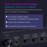 B032 2-in 4-out Power Amplifier Sound Switcher Speaker  Lossless Sound Quality 300W Per Channel Switch Distributor Comparator with Headset Monitoring Function / Audio Input