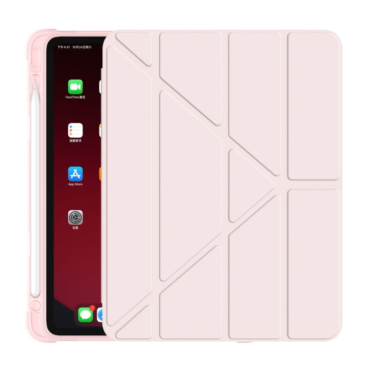 For iPad Air 11 2024 / Air 2022 10.9 Multi-folding Matte Surface Leather Tablet Case with Pen Slot(Light Pink) - iPad Air (2022) / (2020) 10.9 Cases by PMC TechLife | Online Shopping South Africa | PMC TechLife | Buy Now Pay Later Mobicred