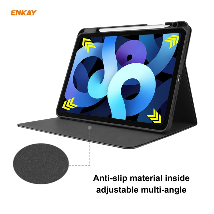 ENKAY ENK-8024 Cow Texture PU Leather + TPU Smart Case with Pen Slot foriPad Air 2022 / 2020 10.9 / iPad Pro 11 (2018)(Black) - free shipping - PMc TechLife - Order now!