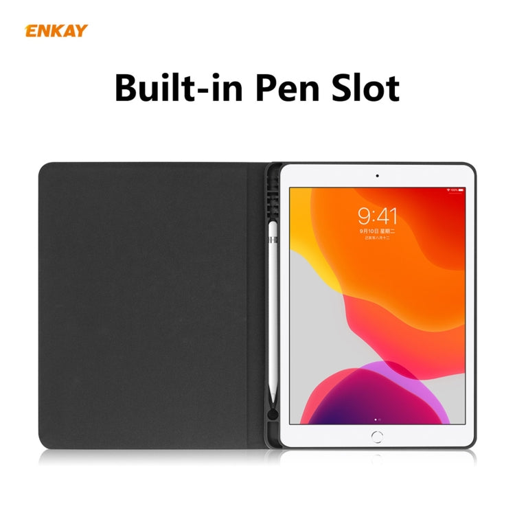 For iPad 10.2 2021 / 2020 / 2019 ENKAY ENK-8023 Cow Texture PU Leather + TPU Smart Case with Pen Slot(Sky Blue) - free shipping - PMc TechLife - Order now!