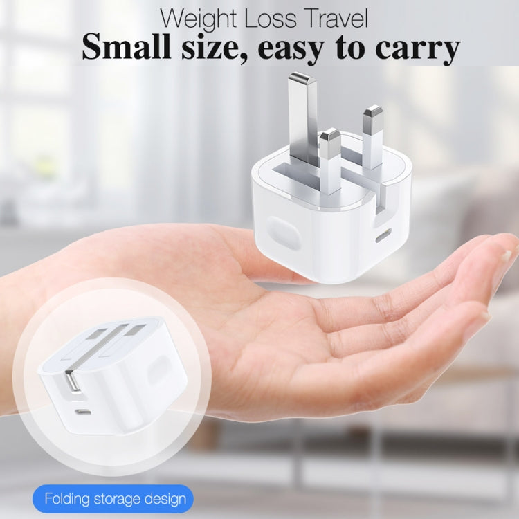 A2344 20W PD 3.0 Type-C / USB-C Folding Travel Charger + USB-C / Type-C to 8 Pin Fast Charging Data Cable Set, UK Plug, Length: 1m - free shipping - PMC Jewellery - Order now!