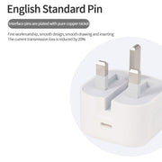 A2344 20W PD 3.0 Type-C / USB-C Folding Travel Charger + USB-C / Type-C to 8 Pin Fast Charging Data Cable Set, UK Plug, Length: 2m