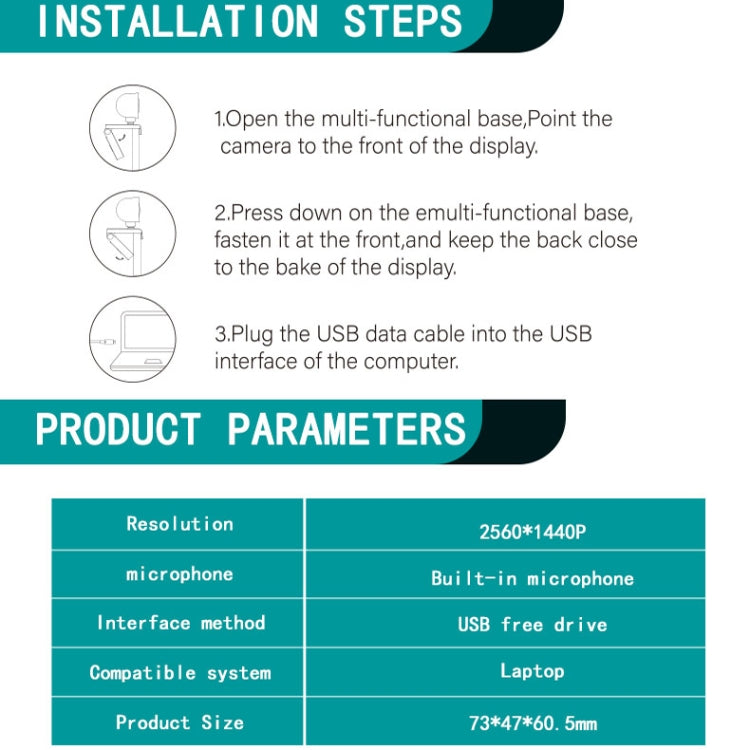 C11 2K Picture Quality HD Without Distortion 360 Degrees Rotate Built-in Microphone Sound Clear Webcams with Tripod(Blue)