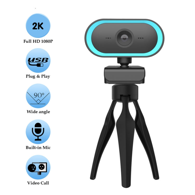 C11 2K Picture Quality HD Without Distortion 360 Degrees Rotate Built-in Microphone Sound Clear Webcams with Tripod(Blue) - free shipping - PMC Jewellery - Order now!