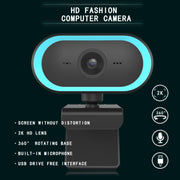 C11 2K Picture Quality HD Without Distortion 360 Degrees Rotate Built-in Microphone Sound Clear Webcams with Tripod(Blue)