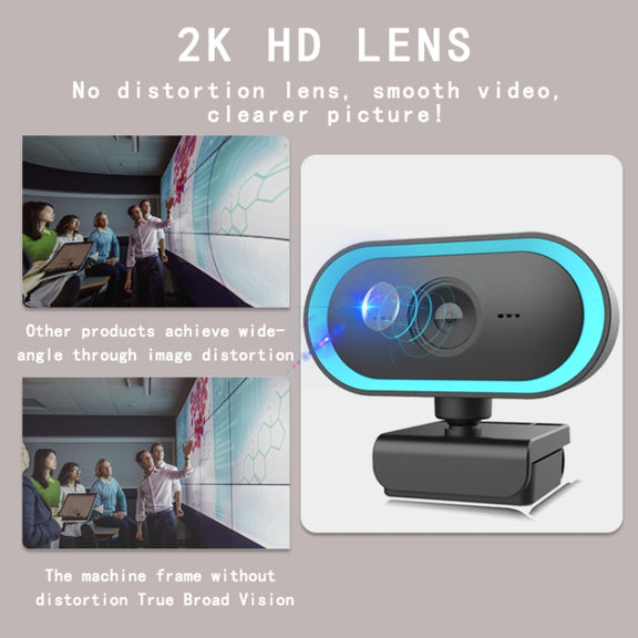 C11 2K Picture Quality HD Without Distortion 360 Degrees Rotate Built-in Microphone Sound Clear Webcams with Tripod(Orange)