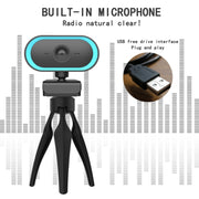 C11 2K Picture Quality HD Without Distortion 360 Degrees Rotate Built-in Microphone Sound Clear Webcams with Tripod(Orange)