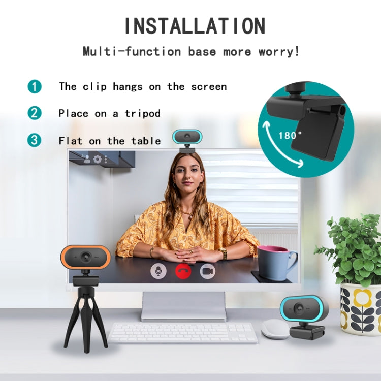 C11 2K Picture Quality HD Without Distortion 360 Degrees Rotate Built-in Microphone Sound Clear Webcams with Tripod(Blue) - free shipping - PMC Jewellery - Order now!