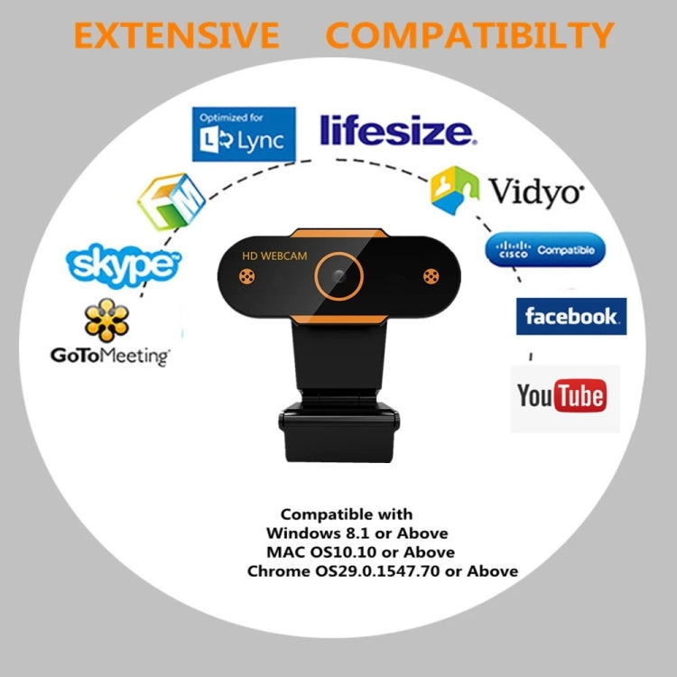 312 1080P HD USB 2.0 PC Desktop Camera Webcam with Mic, Cable Length: about 1.3m, Configuration:Regular