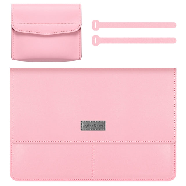 Litchi Pattern PU Leather Water-resistant Ultra-thin Protection Liner Bag Briefcase Laptop Carrying Bag for 13-14 inch Laptops(ROSE GOLD)