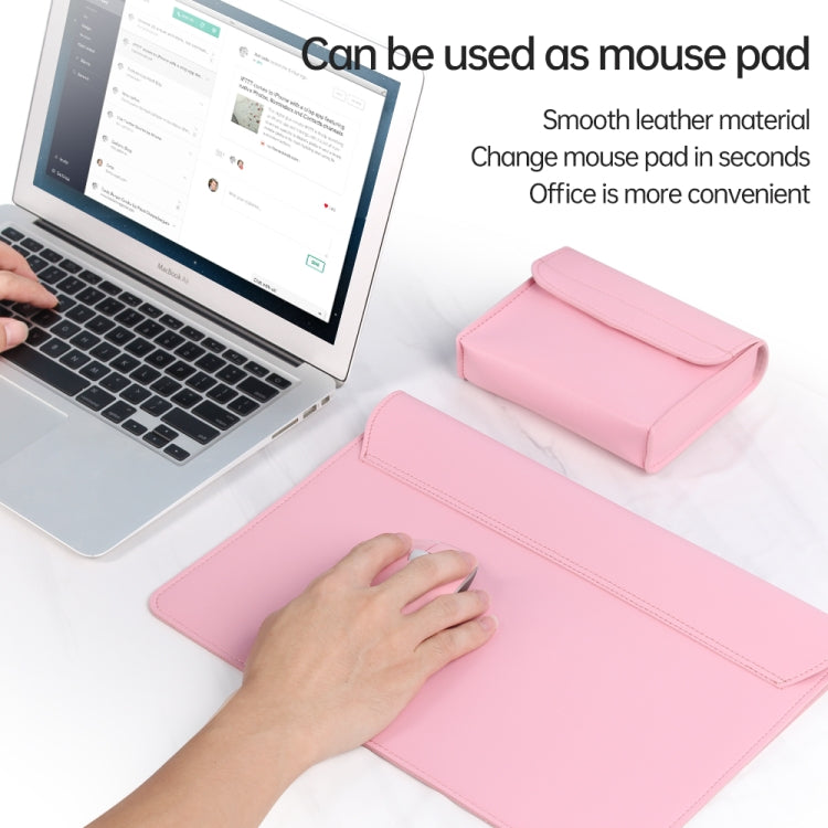 Litchi Pattern PU Leather Water-resistant Ultra-thin Protection Liner Bag Briefcase Laptop Carrying Bag for 13-14 inch Laptops(ROSE GOLD)